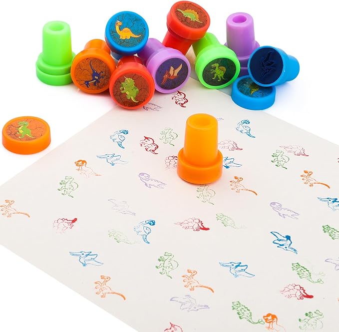 108Pcs Dinosaur Party Favors for Kids Dinosaur Party Supplies, Dinosaur Goodie Bags Fillers, Dinosaur Birthday Party Favors Included Slap Bracelet Sticker Ring Keychains Stamps