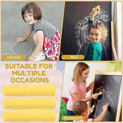 Fulmoon 40 Pcs Jumbo Sidewalk Chalk for Kids Outdoor Art Non Toxic Large Washable Street Chalk for Adults Drawing Painting Graffiti Classroom(Yellow,Round Style)