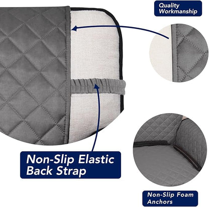 PureFit Reversible Quilted Sofa Cover, Water Resistant Slipcover Furniture Protector, Washable Couch Cover with Non Slip and Elastic Straps for Kids, Dogs, Pets (Sofa, Gray/Ivory)