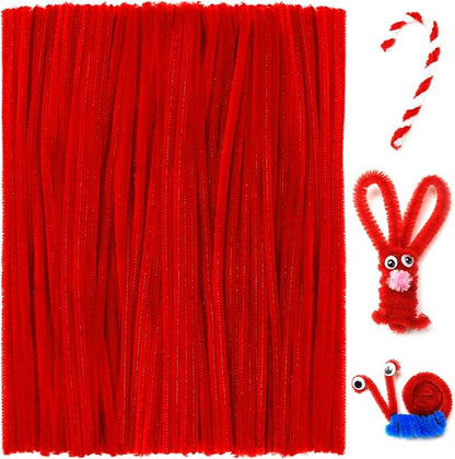 Praisebank Pipe Cleaners for Crafts (200pcs in Red), 12 inch Long Pipe Cleaners, Red Pipe Cleaners.…