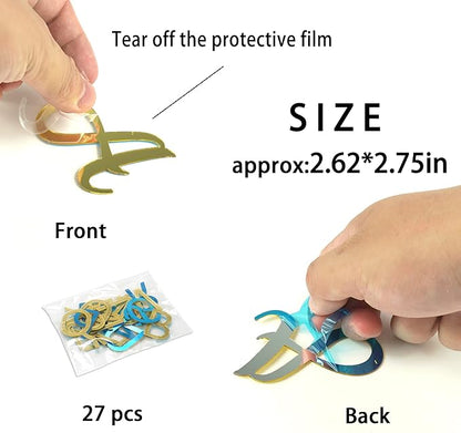 Acrylic Alphabet Cake Topper DIY Personalized Name Cupcake Toppers with A-Z Letter Mirrored Gold Picks for Custom Wedding Cake Decorations Baby Shower Happy Birthday Party Supplies (Uppercase)