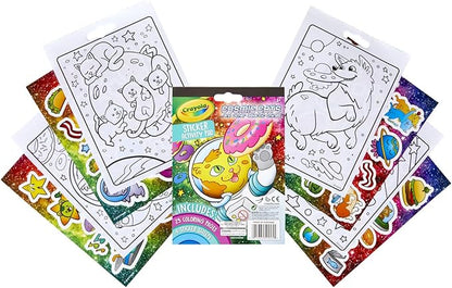 Crayola Sticker Activity & Coloring Pad, Cosmic Cats, 25 Cat Coloring Pages & 4 Sticker Sheets, Gift for Kids