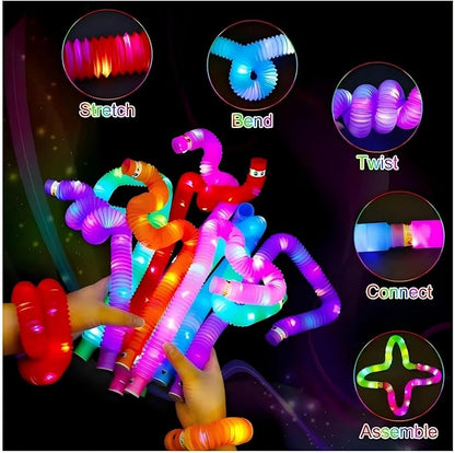 Light Up Glow Necklaces Bracelets Party Favors Accessories for Toddlers, Glow Sticks Pop Tubes for kids, Glow Birthday Camping Wedding Party Supplies Decorations for Boys Girls (Blue 6-pack)