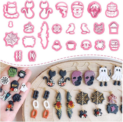 KEOKER Halloween Polymer Clay Cutters - 24 Shapes for Jewelry & Earrings