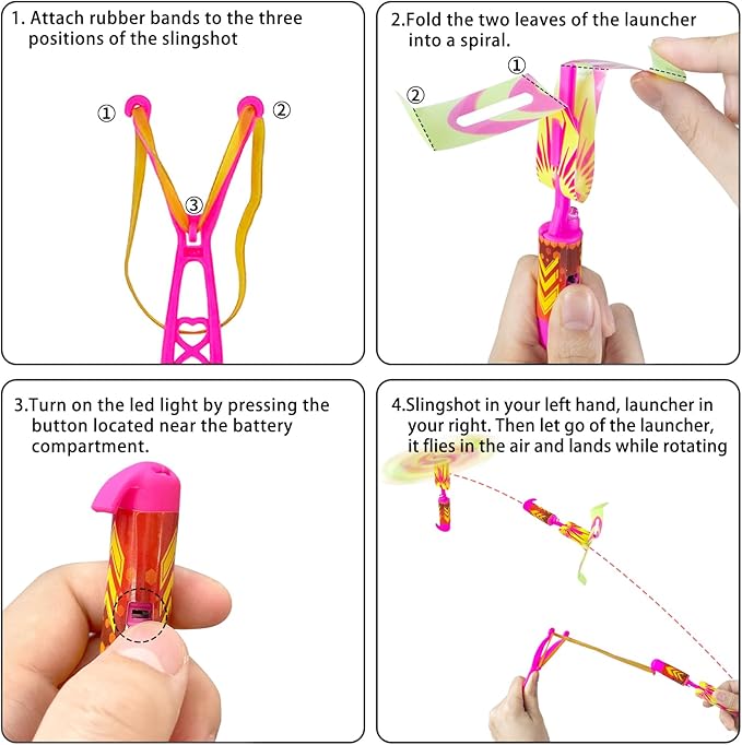 50 Pcs Slingshot Outdoor Toys,Glow in The Dark Party Supplies Toys Rocket with Launcher,Glow Sticks Easter Basket Stuffers Birthday Christmas Gifts Party Favors for Kids 4-8-12 Bulk Toys