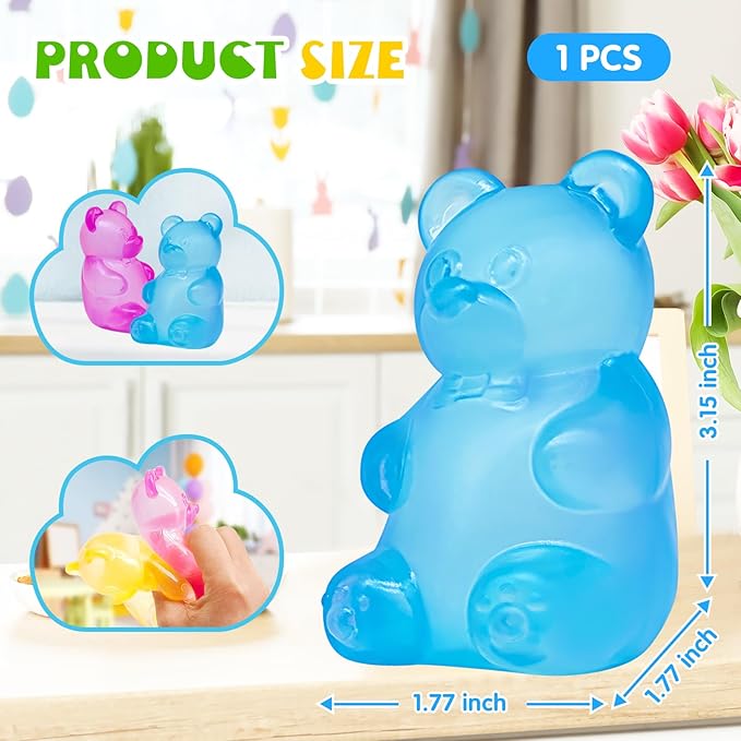 Fidget Toys Gummy Bear , Stress Cube Squishies Anxiety Stress Relief, Ice Squishy Stress Cube-Drop Malt Sugar Balls, Sensory Ball for Kids with Autism (Purple, 1)