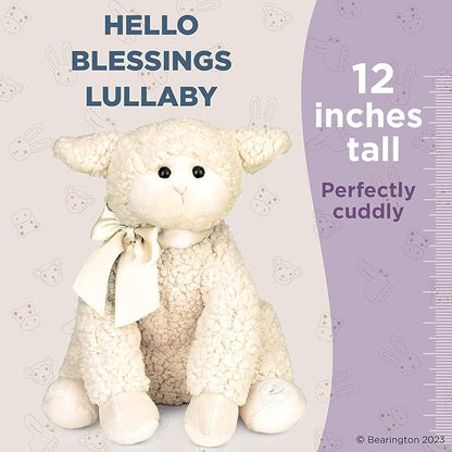 Bearington Baby Blessings Lullaby Musical Lamb White Plush Stuffed Animal, Adorable, Soft and Cuddly, Great Gift for Kids of All Ages, Birthdays, Holidays and Special Occasions Like Easter, 12 inches