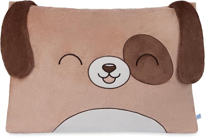 Saint Eve Kids Pillow Pals - Cute & Super Soft Animal Friends Decorative Fluffy Pillow Covers for Girls and Boys & Toddlers Beds, Playroom and Nap Time, Sensory Toys for Kids, Bailey The Dog