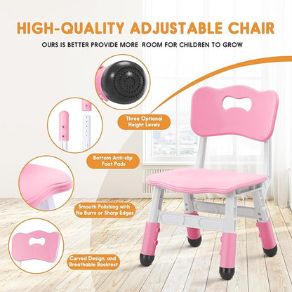 Kids Chair Adjustable Height Children Chairs Suitable for Children Age 2-8 with Foot Covers for Home Classroom Kindergarten and Children's venues Two-Pack