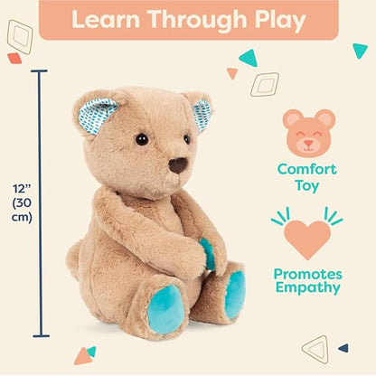 B. toys- B. softies-12" Plush Bear- Soft & Cuddly Plush Teddy Bear – Huggable Stuffed Animal Bear Toy – Washable – Newborns, Toddlers, Kids- Happy Hues-Cara-Mellow Bear- 0 Months +
