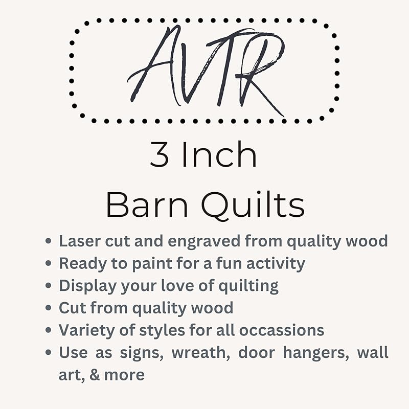 Mini Unfinished Barn Quilt Square Wooden Sign, Country Decor Canvas Quilts Blocks Bulk Set of 4 (3 inches, HST Square)