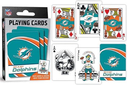 MasterPieces - NFL Playing Cards, Officially Licensed Miami Dolphins Football Deck, Family Games for Adults and Kids, Standard Index