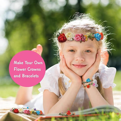 EggSun Flower Crown Making Kit for Girls Kids Gift Women Tea Party Craft Bracelet DIY Fancy Flower Crown Kit Kids Birthday Gift Floral Hair Arts & Crafts Easter Gift for Ages 5 6 7 12 Year Old Girls