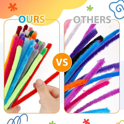 Caydo 200 PCS Thick Pipe Cleaners Craft Supplies Multi-Color Chenille Stems for Art and Craft Projects Kids Creative Toys DIY Mother's Day Decorations (12inch x 6mm)