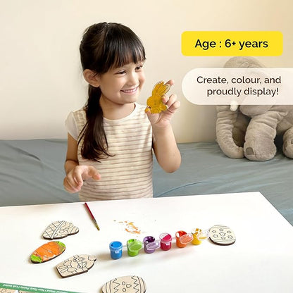 Shumee Paint Your Own Wooden Magnets -(Easter Magnets Themed) DIY Art & Craft for Kids- Age 6 Years+ | Organic 6 Non Toxic Paint | Ideal Gift for Kids | Valentine's Day Gift for Kids