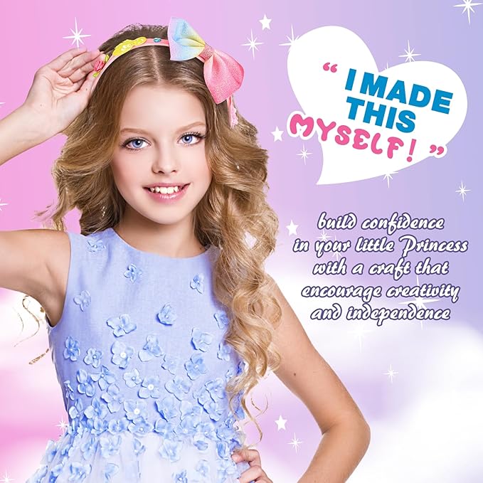 Hair Accessories for Girls-Arts and Crafts Gift for Ages 4-9 Year Old Girl,Great 5 Year Old Girl Gift,Headband Making Kit Gifts for 4 5 6 7+Year Old,Girls Toys Stocking Stuffers for Kids