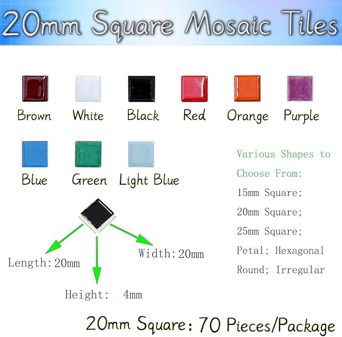 70 Pieces Coffee Ceramic Mosaic Tiles for Crafts 4/5" Square Mosaic Tiles Stained Ceramic Sheets Craft Material Supplies for House Number Making Flower Pots DIY Mosaic Table Home Decor