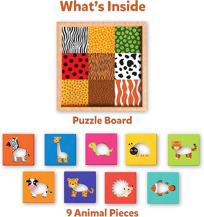 Skillmatics Animal Pattern Puzzle Set - Educational Wooden Toy for Toddlers, Matching & Learning Game, Gifts for Boys & Girls Ages 18 Months and up