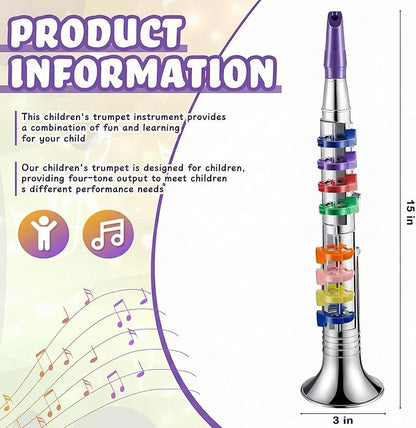 Lewtemi Silver Clarinet Musical Instruments Toy for Kid Toddler Fake Plastic Preschool Music Toy Gift Portable Wind Instrument Early Educational Teaching Songs Toy Gifts for Toddlers Children