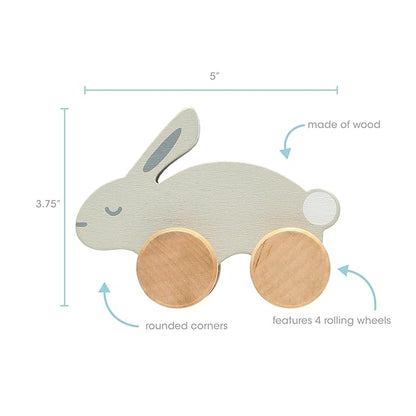 Pearhead Wooden Toy Bunny, Push and Pull Montessori Baby and Toddler Toy, Baby Girl or Baby Boy Nursery Accessory
