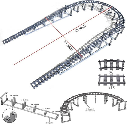212 Pcs City Train Tracks Building Block Set Compatible with Lego,Train Tracks Accessories Set,Train Track Bridge Uphill and Downhill Set