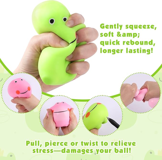 8 Pack Squishy Squeeze Stress Ball Fidget Toys for Adults, Big Cute Frog Sensory Squishy Toys, Squeeze Stress Toys Bulk for Party Favors, Classroom Prize Gift, Easter Basket Stuffers for Kids