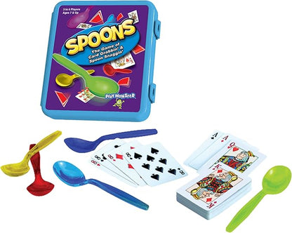 Spoons in a Case, Card Games for Kids - Spoons Game, Deck of Cards, Fun Family Games for Kids and Adults, Playing Cards, Game Night, Travel Games, 3-6 Multi-Player Card Game, Games for Adults, Ages 7+