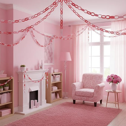 Lincia 600 Sheet Paper Chain Garland Strips 1x8 Inch with Double Sided Tape, DIY Construction Paper Chains for Birthday Wedding Holiday Party Decorations, Crafts Supplies (Pink Gradient)