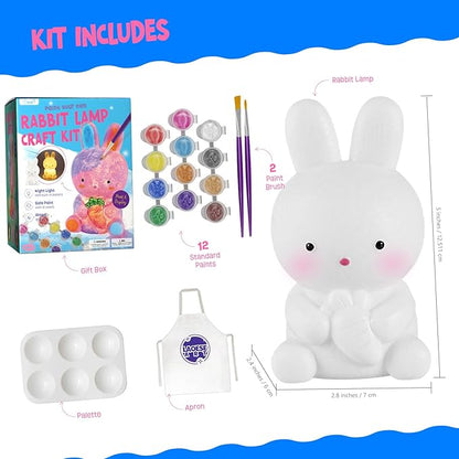 Paint Your Own Bunny Lamp Kit, Art Supplies Arts & Crafts Kit, Painting kit for Kids 6-12, Arts and Crafts for Kids Ages 8-12, Toys Girls Boy Birthday Gift Ages 3 4 5 6 7 8 9 10 11 12+