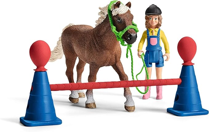 Schleich Farm World Pony Agility Training Set with Horse, Trainer, and Accessories Playset - 41-Piece Pony, Trainer, and Accessories Toy Set, Gift for Boys, Girls, and Toddlers Ages 3+