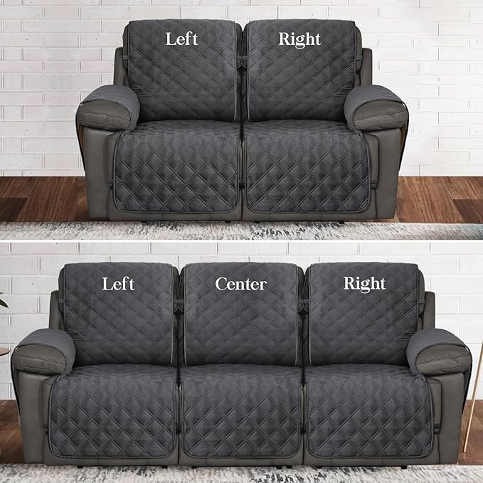 TOMORO Non-Slip Oversized Recliner Sofa Cover - 100% Waterproof Recliner Chair Slipcover Furniture Protector, Washable Couch Cover with Elastic Straps for Dog and Kids, Dark Gray, 30 Inch Middle