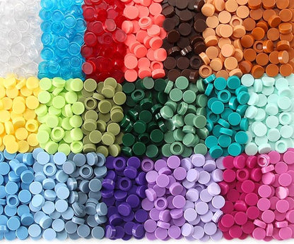 Feleph Custom 1×1 Flat Tiles 2200PCS Round Bricks MOC Parts and Pieces, 22 Colors Bulk Studs Building Accessories for Smooth Surface, Mosaics and Pixel Art Toy Dots Compatible with Major Brands 98138