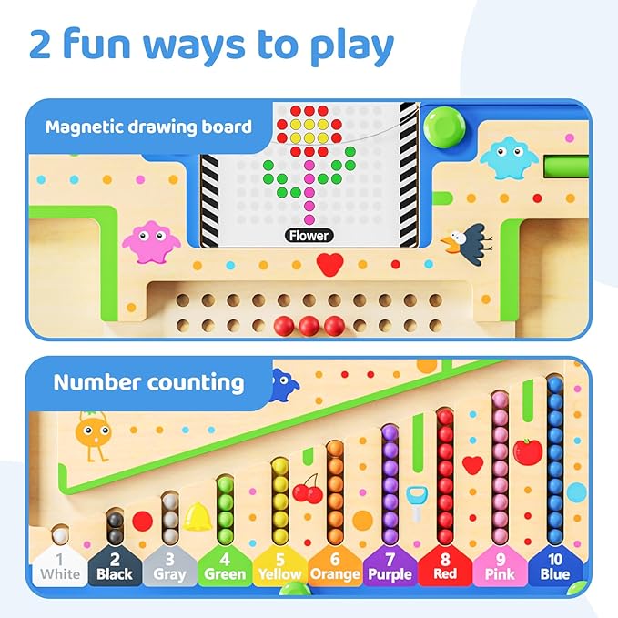 Magnetic Color and Number Maze, Montessori Toys, Toddler & Kids Games Designed for Preschool Learning Activities, Enhancing Fine Motor Skills & Cognitive Growth, 3+ Year Old Birthday Gift