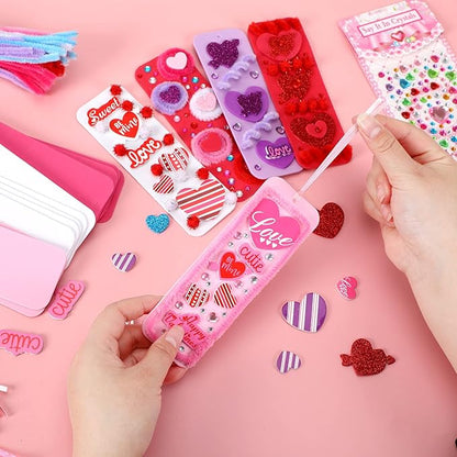 JULBEAR 36 Sets Valentine's Day Crafts Kits DIY Foam Bookmarks Decorations Art Sets Hearts Foam Self-Adhesive Stickers Arts for Kids Valentine's Mother's Day Classroom Activities Gift Exchange