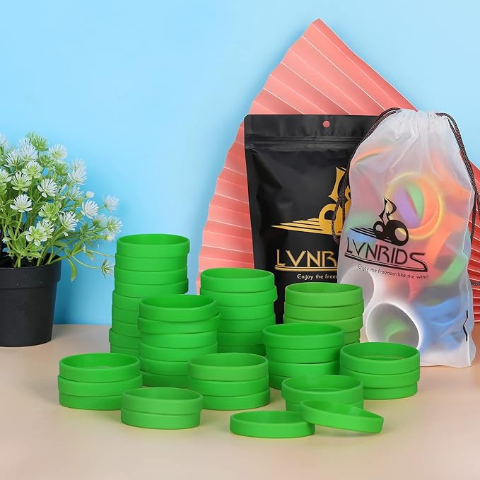 30 PCS Silicone Bracelets Wristbands for kid, Sports Rubber Elastic Wristband Bracelet for Party Decorations Favors Set Pack Green