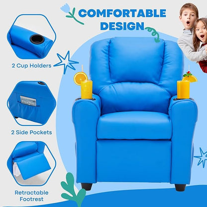 Candy Kids Reclining Chair Leather Recliner Sofa Toddler Youth Children Child Ages 1-6