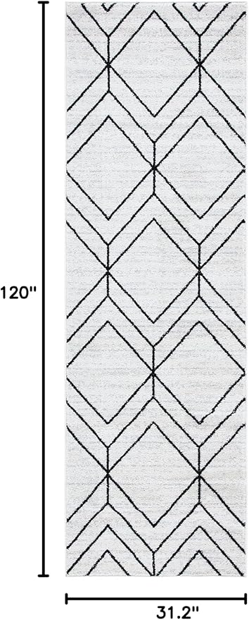 SAFAVIEH Adirondack Collection Runner Rug - 2'6" x 10', Ivory & Black, Modern Geometric Design, Non-Shedding & Easy Care, Ideal for High Traffic Areas in Living Room, Bedroom (ADR241A)