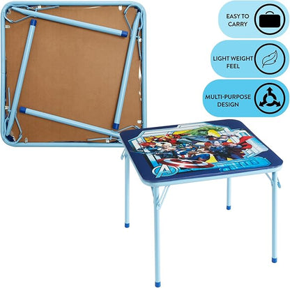 Idea Nuova Marvel Avengers 3 Piece Children's Activity Square Table and 2 Folding Chairs Set, Ages 3+