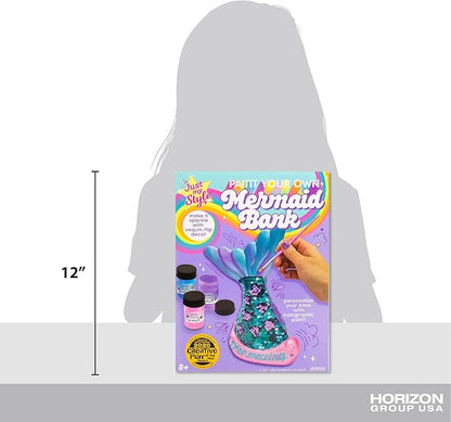 Just My Style Paint Your Own Mermaid Bank by Horizon Group USA. Paint & Decorate Your Own Coin Bank with Color Changing Sequin Decal & Metallic Holographic Paints, Blue