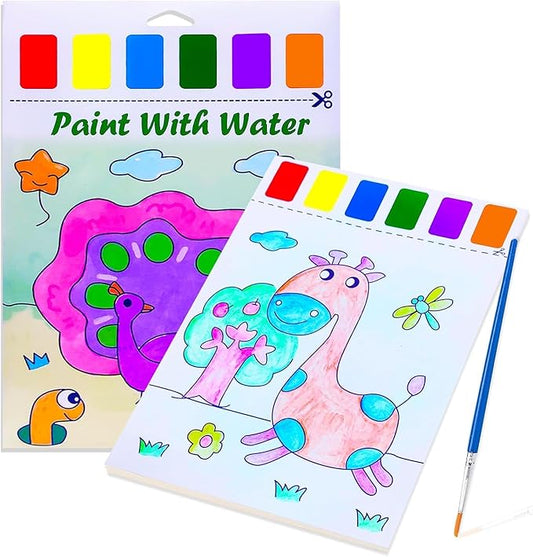 BAOXUE Water Coloring Books for Kids Ages 4-8,Paint with Water Colors Book for Toddlers,Watercolor Painting Paper Gift for Boys Girls 2-4 Years,Arts Kits and Crafts Sets for Drawing (Animals)