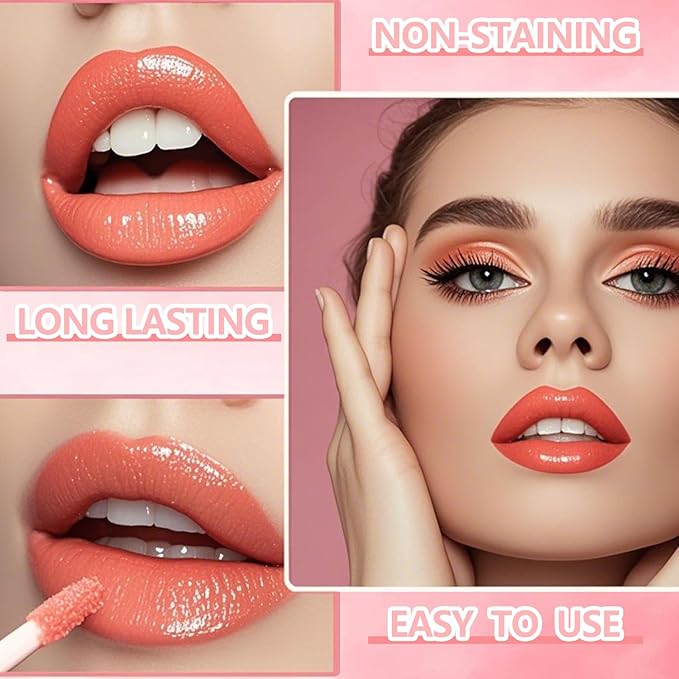 Eakroo 6 Colors lemon Lip Tint Stain Set, Korean Velvet Lip Stain Lip Gloss Lip Tint Stain, Liquid Lipstick for Women, Lip Stain Long Lasting Waterproof, Non-Stick Cup, High Pigment, Vivid Color