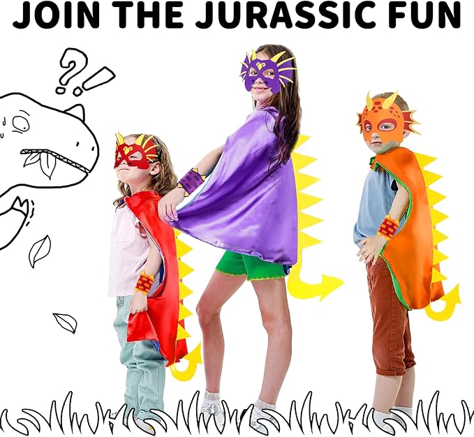 iROLEWIN Dinosaur-Costume for Kids Dragon Cape Mask as Boys Girls Dino Dress-Up Clothes for Play Toys Birthday Party Gifts
