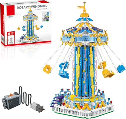 Swing Ride Building Blocks Set. Large Amusement Park Model Kit for Boys and Girls Over 6 Years Old., Carousel Building Set for Motorized Control and With LED Ligh, Christmas Birthday Gifts- 1892 PCS