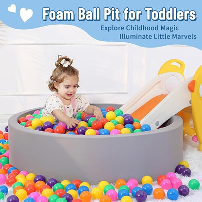 Foam Ball Pit for Toddlers with 100 Balls, Large Baby Ball Pit for Babies with Soft Memory Sponge, Indoor Outdoor Baby Playpen, Kids Play Ball Pool