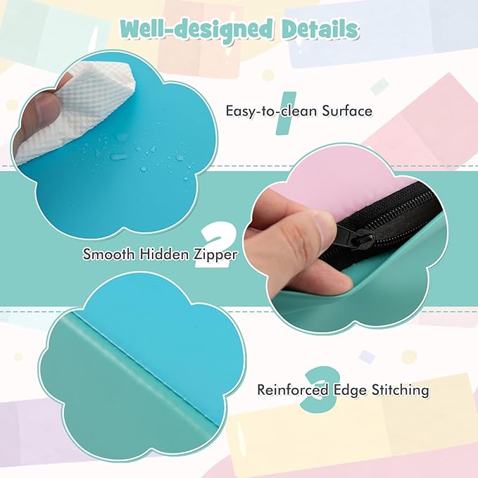 HONEY JOY 5-Piece Climb and Crawl Playset, Soft Climbing Foam Block Activity Play Structure Gym Equipment for Infant Baby, Color Coordination, Waterproof Indoor Climbing Toys for Toddlers (Green)