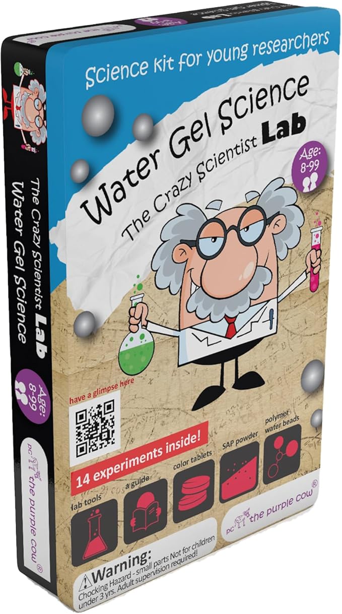 The Purple Cow Crazy Scientist Water Gel Science - Science Kits for Young Researchers. for Learning & Education - STEM Educational Games for Kids, Boys & Girls, with Instructions