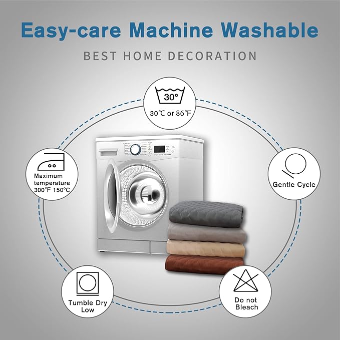 XINEAGE Water Resistant Recliner Cover, 2 seat Recliner Loveseat Covers with Pockets, Quilted Thick Recliner Protector Cover for Dog Pets with Non Slip Backing and Strap(Recliner Loveseat, Dark Gray)