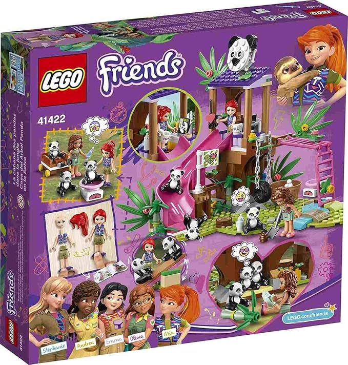 LEGO Friends Panda Jungle Tree House 41422 Building Toy; Includes 3 Panda Minifigures for KidsWho Love Wildlife Animals Friends Mia and Olivia (265 Pieces)
