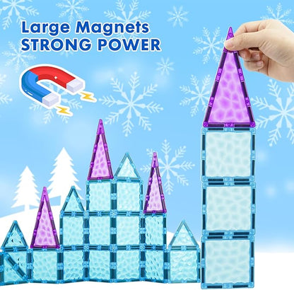 Magnetic Tiles 26 pcs Frozen Castle Magnetic Tiles - 3D Diamond Building Blocks, STEM Educational Kids Toys for Pretend Play, Birthday Gifts Montessori Sensory Educational Magnet Toys