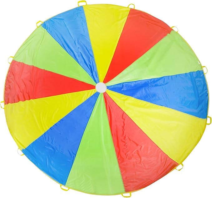 Sonyabecca Parachute, Play Parachute 10ft 12ft 16ft with 12 Handles 20ft 24ft with 16 Handles for Kids Cooperation Group Play